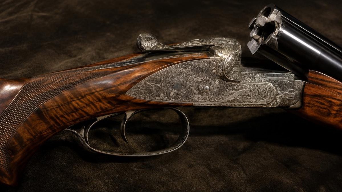 Finely engraved double barrel sporting shotgun with figured walnut stock